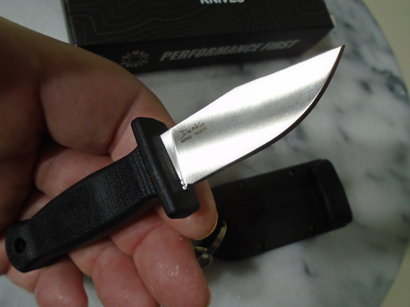 Demko Armiger 2 Mini Clip Point Fixed Blade Knife Covert DEM09648 4034SS Sticker