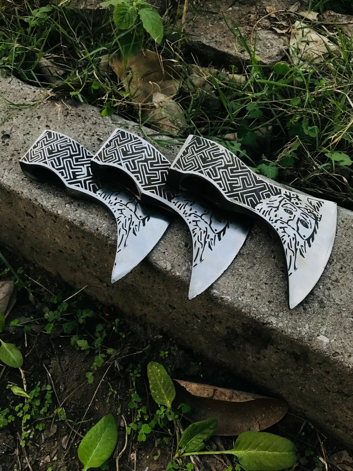 Lot Of 3 x MDM Custom Handmade Forged Viking Tomahawk Axe Head Hatchet Blade Ax