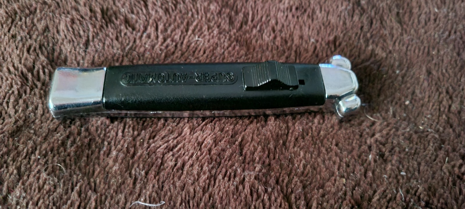 Vintage Super-Automatic Manual D/A Pocket Knife Stainless From Bell Black Handle