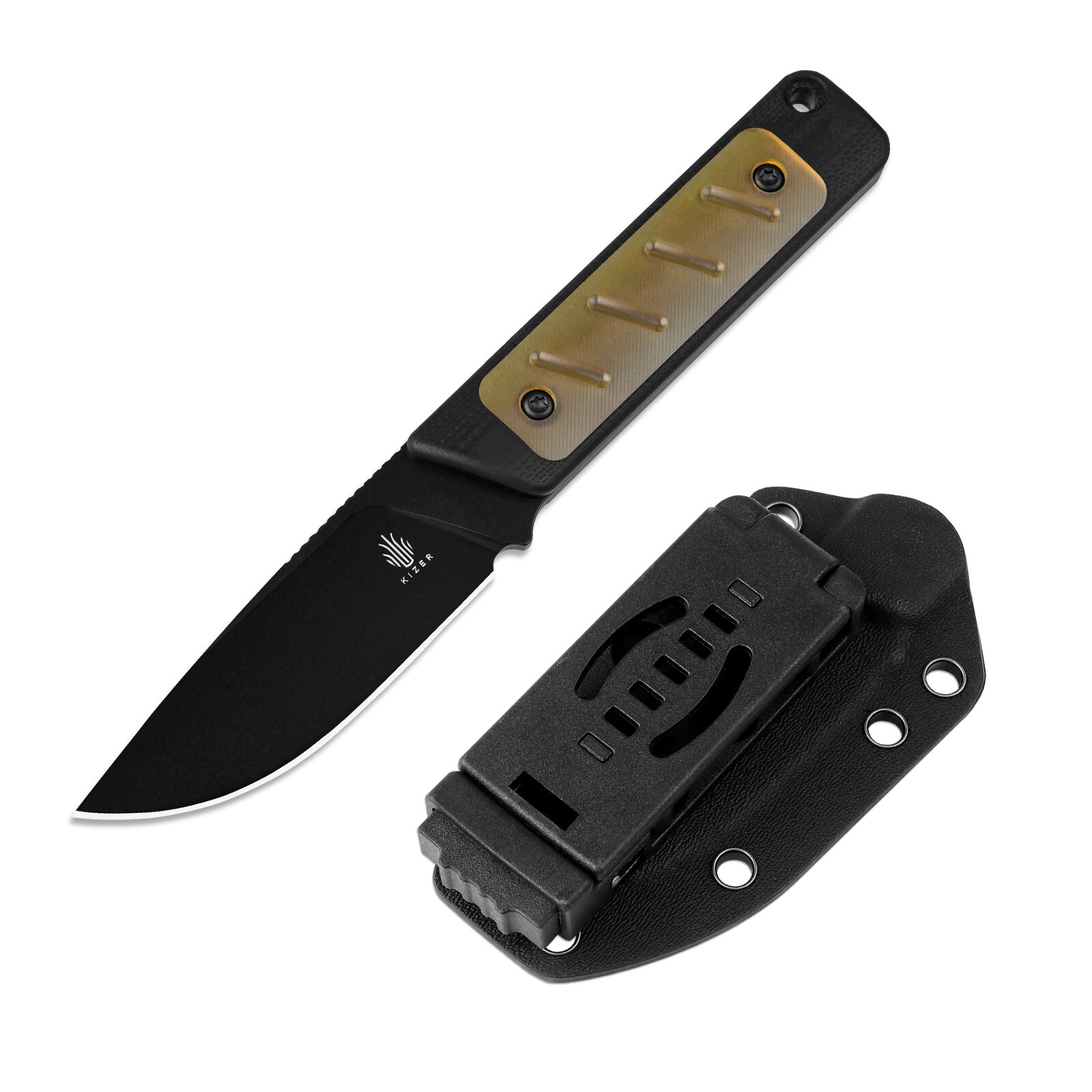 Kizer Smolt Drop Point Pocket Fixed Knife 3V Blade G10 Handle + Sheath 1063A4