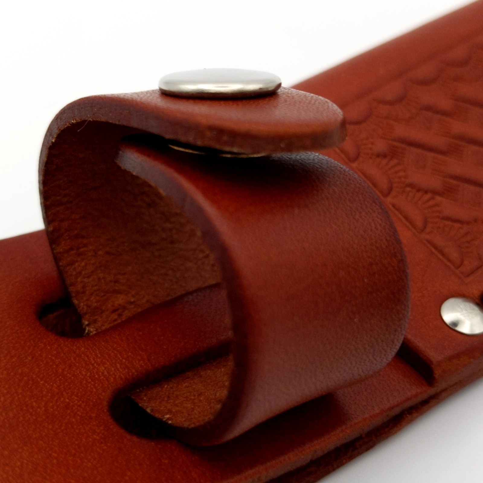 Fixed Blade Knife Belt Sheath for 5in. Blades Genuine Leather Tan Brown