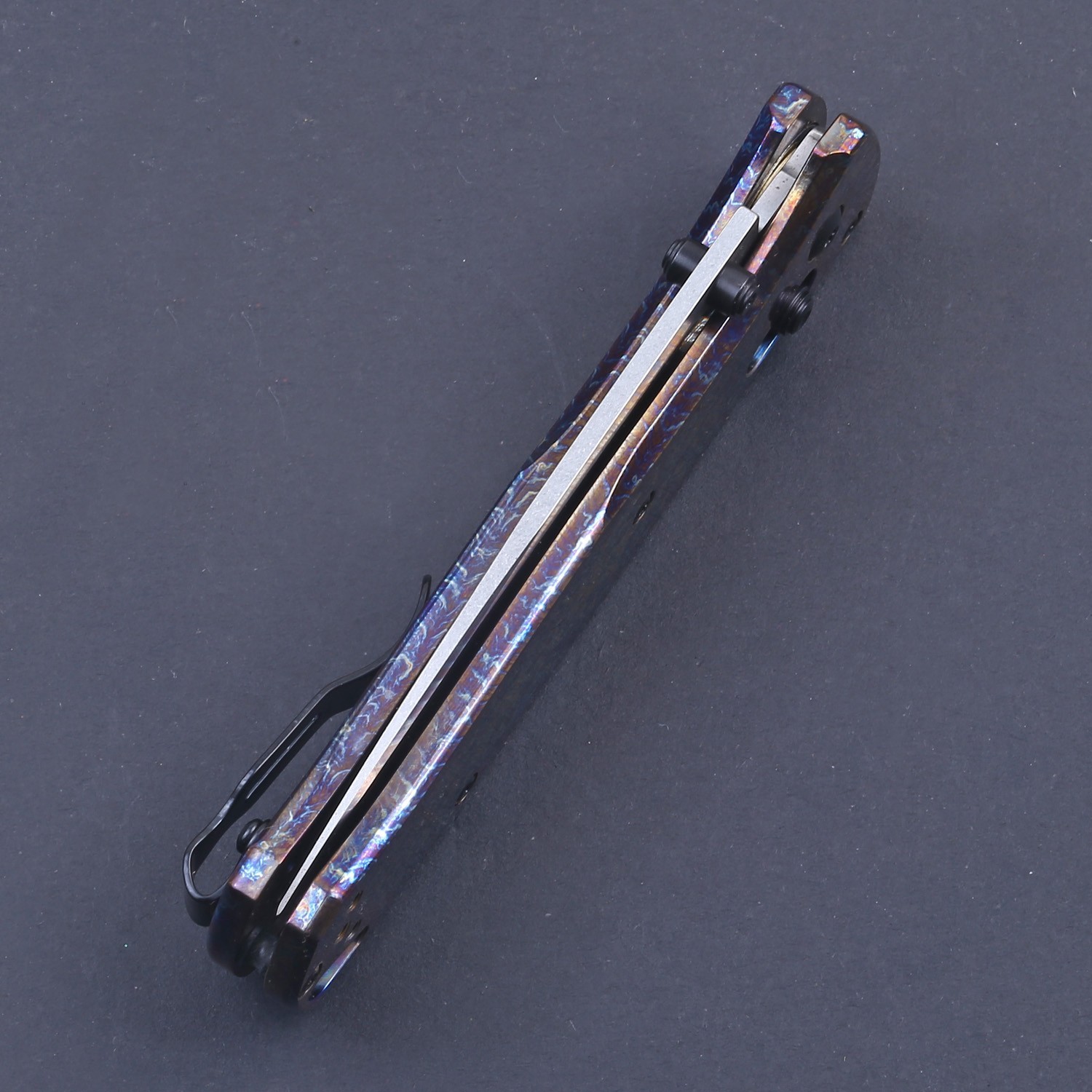 Custom Made Blue Anodized Titanium Handle High Quality Axis Lock Pocket Knife