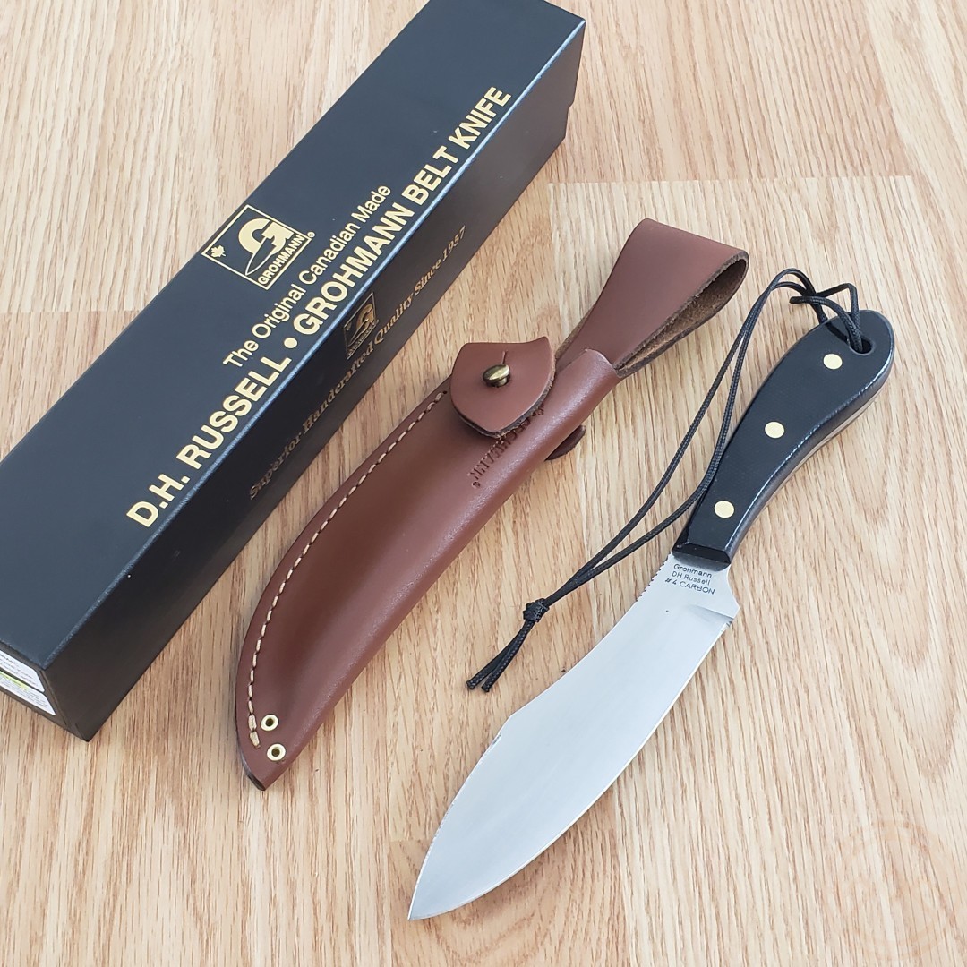 Grohmann Survival Fixed Knife 5.5″ Carbon Steel Full Tang Blade Micarta Handle