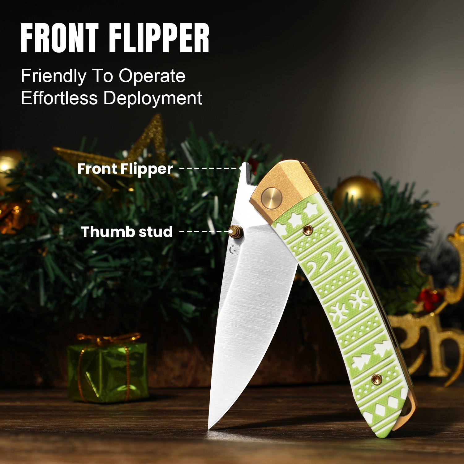 Kizer Mini MoMo Christmas Gift Folding Knife S45VN Blade Aluminum & G10 Handle