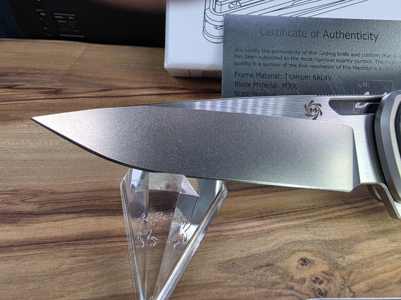 Mechforce Knives M1 Titanium/CF Handle & Bohler M390 Blade Folding Knife #41 NIB