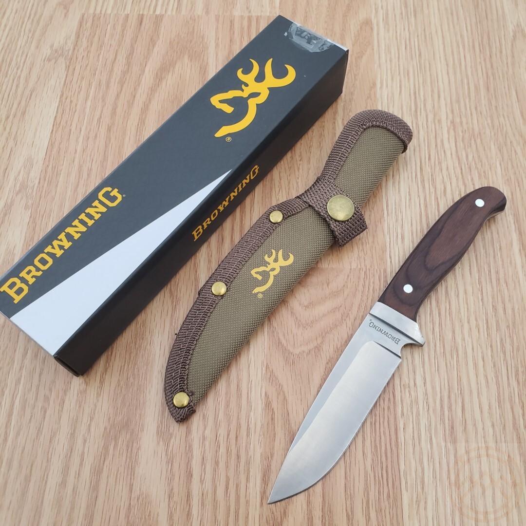 Browning Skinner Fixed Knife 4″ Stainless Steel Full Tang Balde Wood Handle
