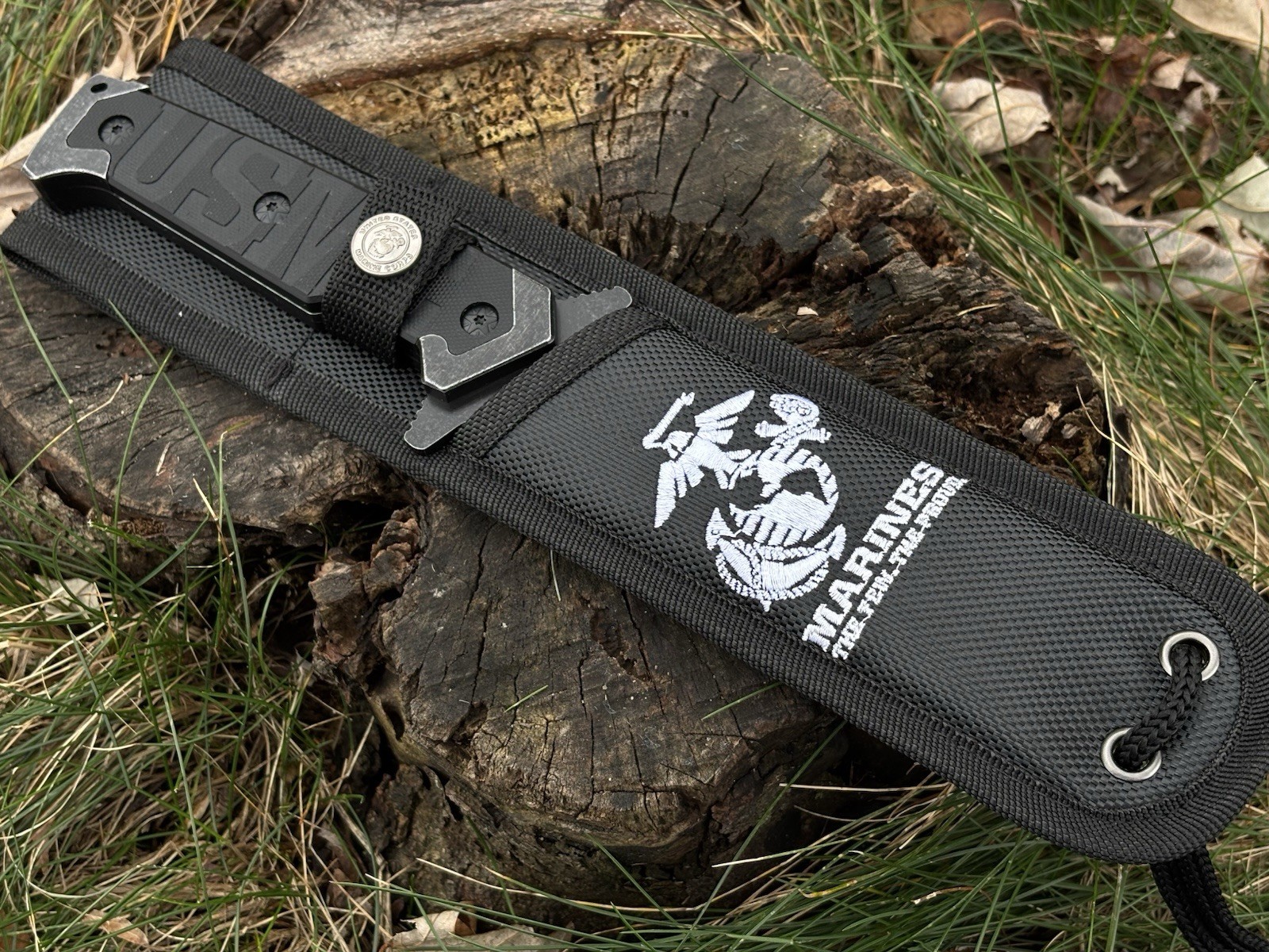 10” USMC Combat Knife Fixed Blade United States Marines Corps Licensed Black