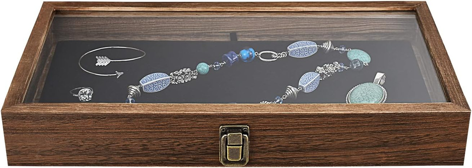 Knife Display Case Wood Gun Challenge Coins Rocks Pistol Watch Glass Shadow Box