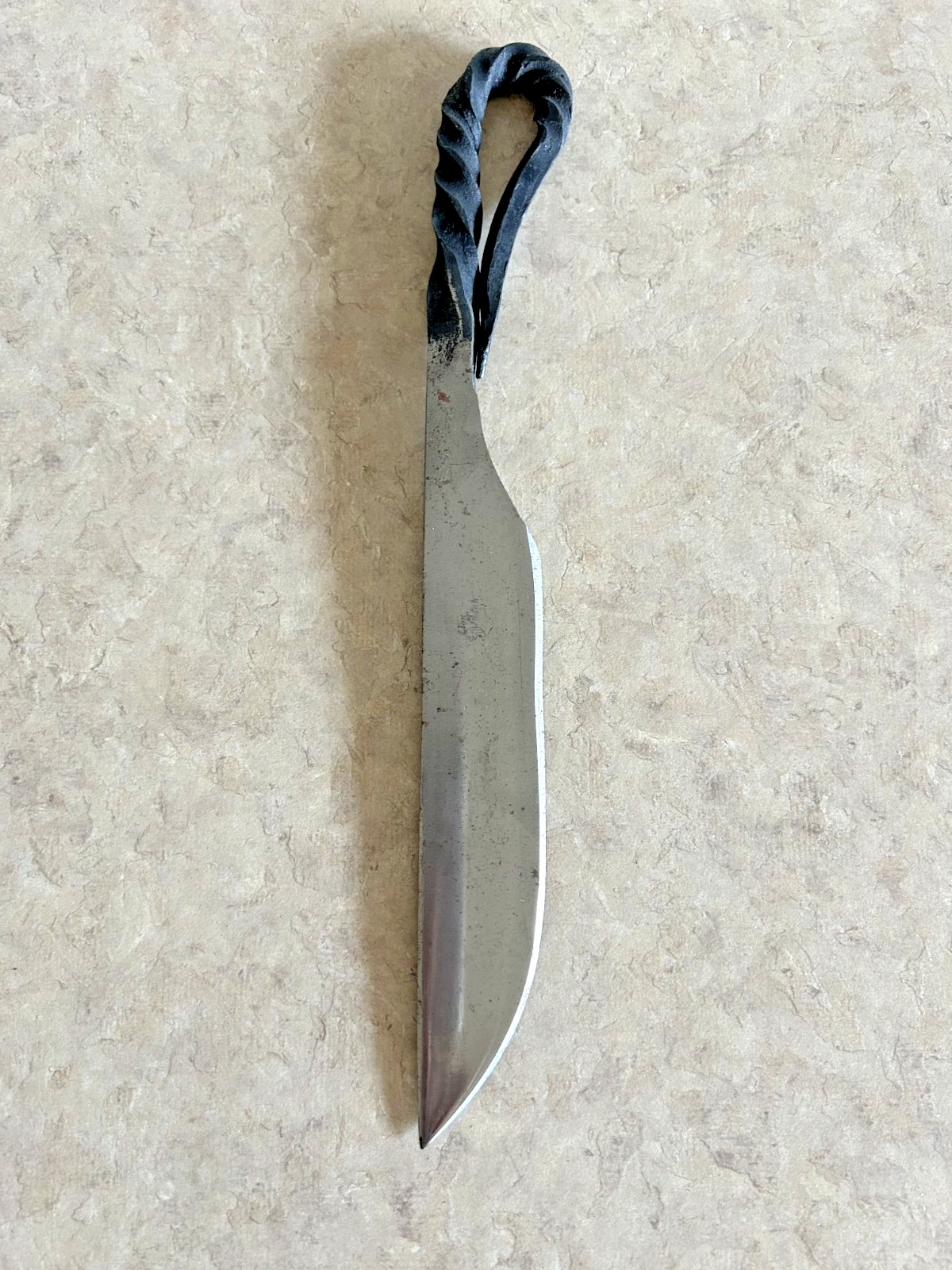 Antique Twisted Hand Forged Railroad Spike Knife Branded «Lion of Judah»