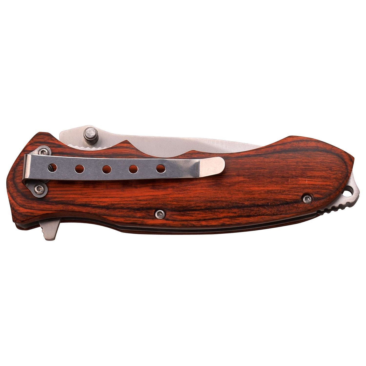 8″ Elk Ridge Spring Assisted Knife w/Wood Handle and Pocket Clip