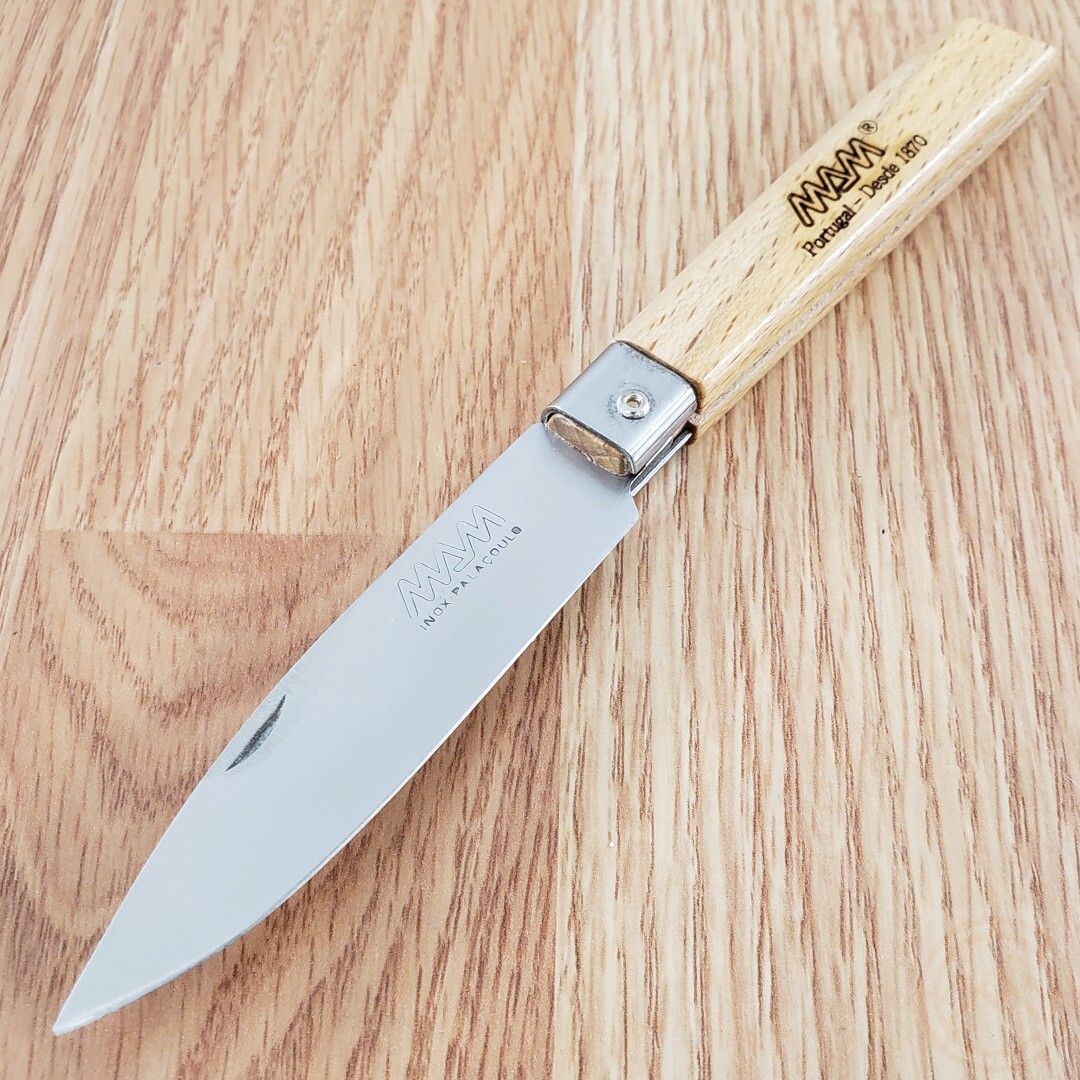 MAM Medium Folder Folding Knife 3.25″ Stainless Steel Blade Beechwood Handle