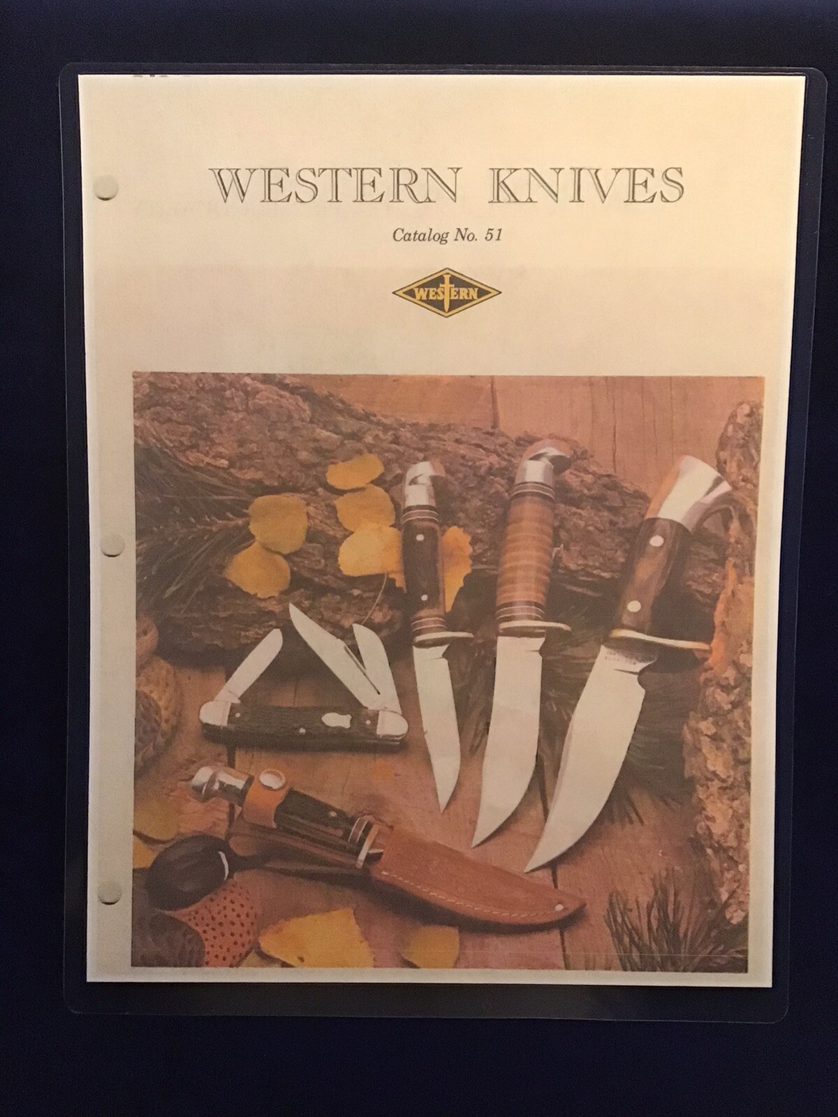 VINTAGE 9 PAGE LAMINATED COPY OF 1980 #51 WESTERN QUALITY CUTLERY KNIVES CATALOG