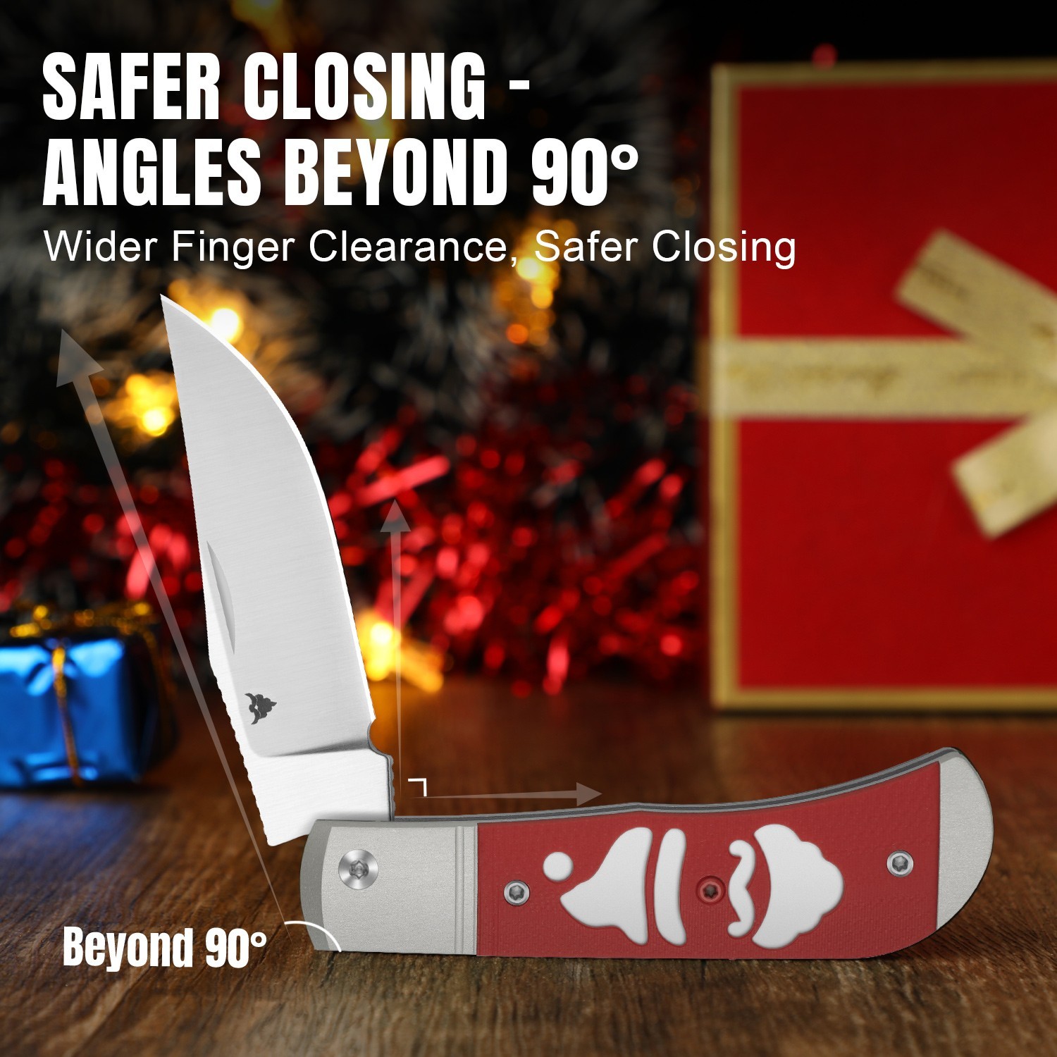 Kizer Trestle Christmas Folding Pocket Knife 14C28N Blade Aluminum & G10 Handle
