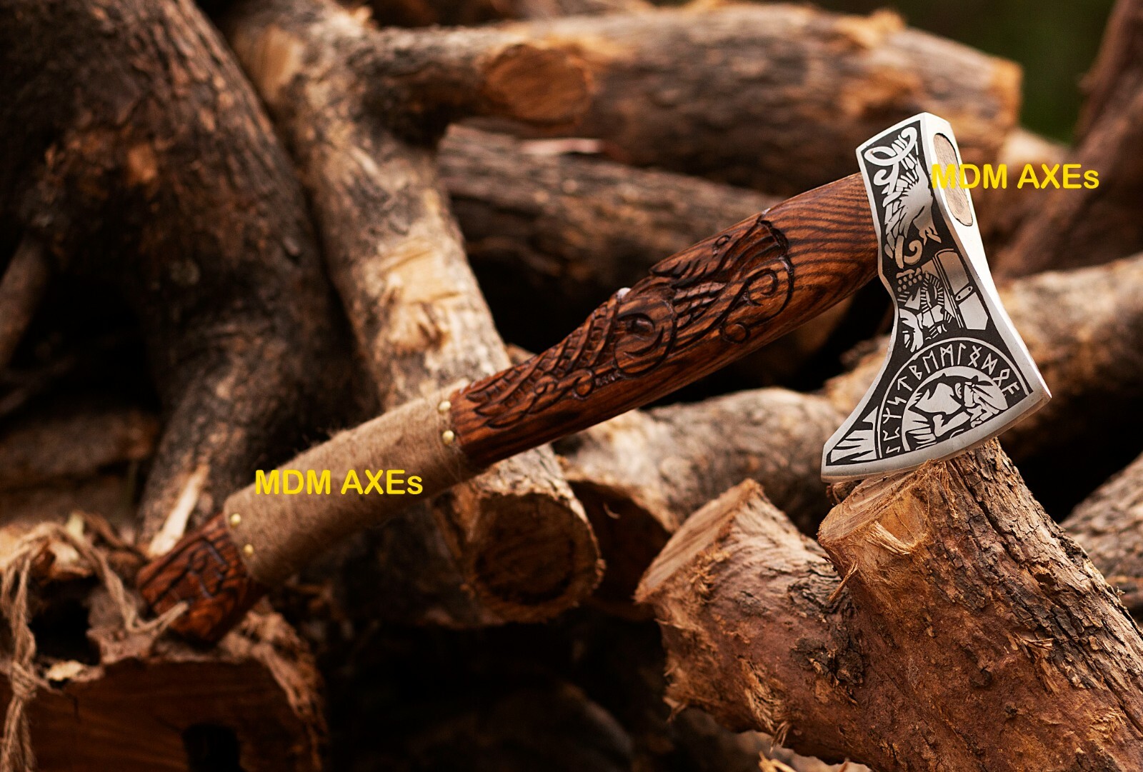 CUSTOM HAND FORGED DAMASCUS STEEL VIKING BEARDED CAMPING HATCHET TOMAHAWK AXE AX