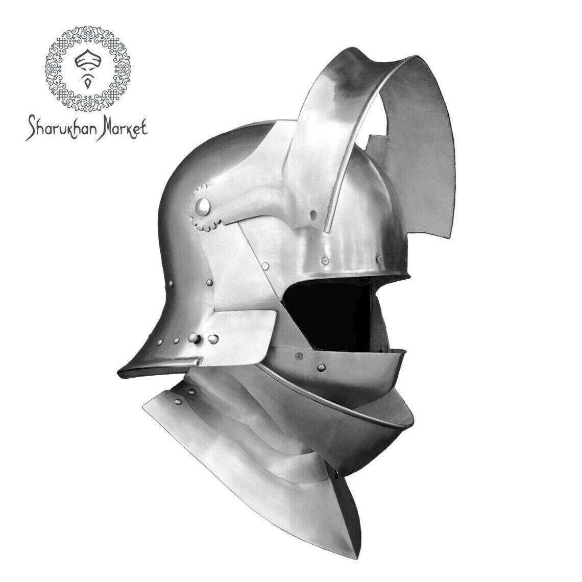 German Sallet Bevor Helmet Medieval Gothic Sca 15 Century Larp Knight Armor