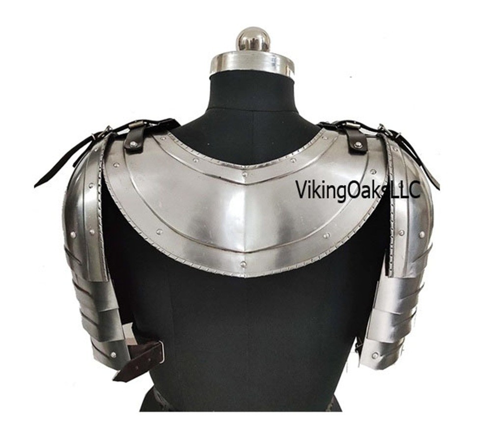 Medieval Spaulders and Gorget Armor Set – Viking Crusader Shoulder Protection