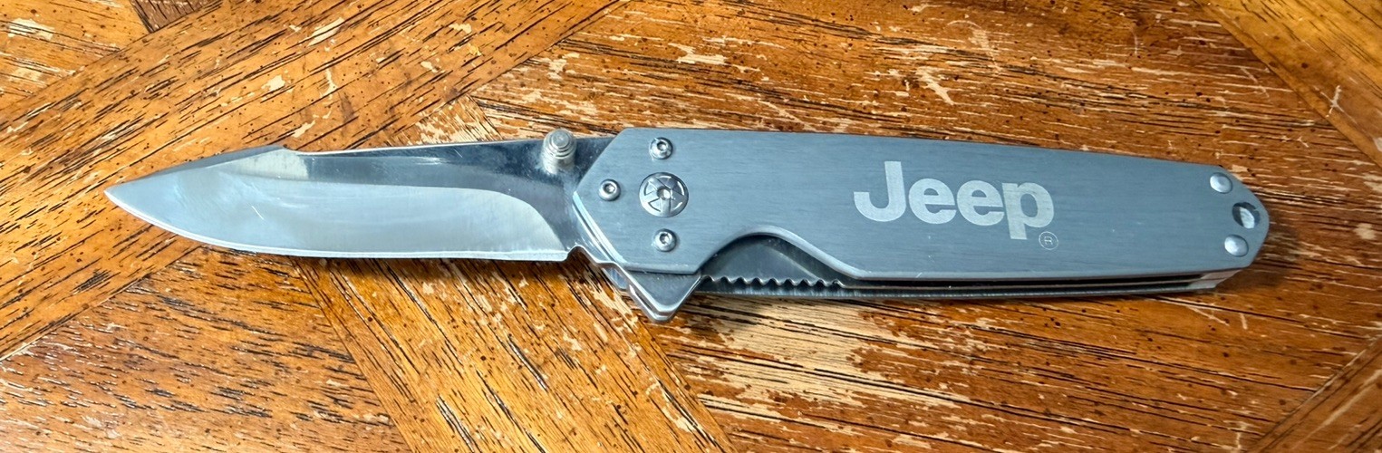 Vintage Jeep Logo Folding Pocket Knife – Stainless Steel, Branded Merchandise