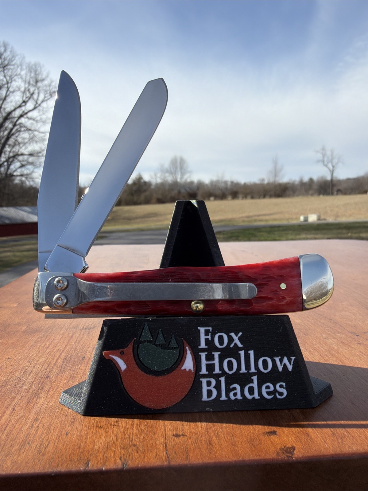 Case XX 2025 Dark Red Bone 6254C CS Trapper Knife (With Pocket Clip)