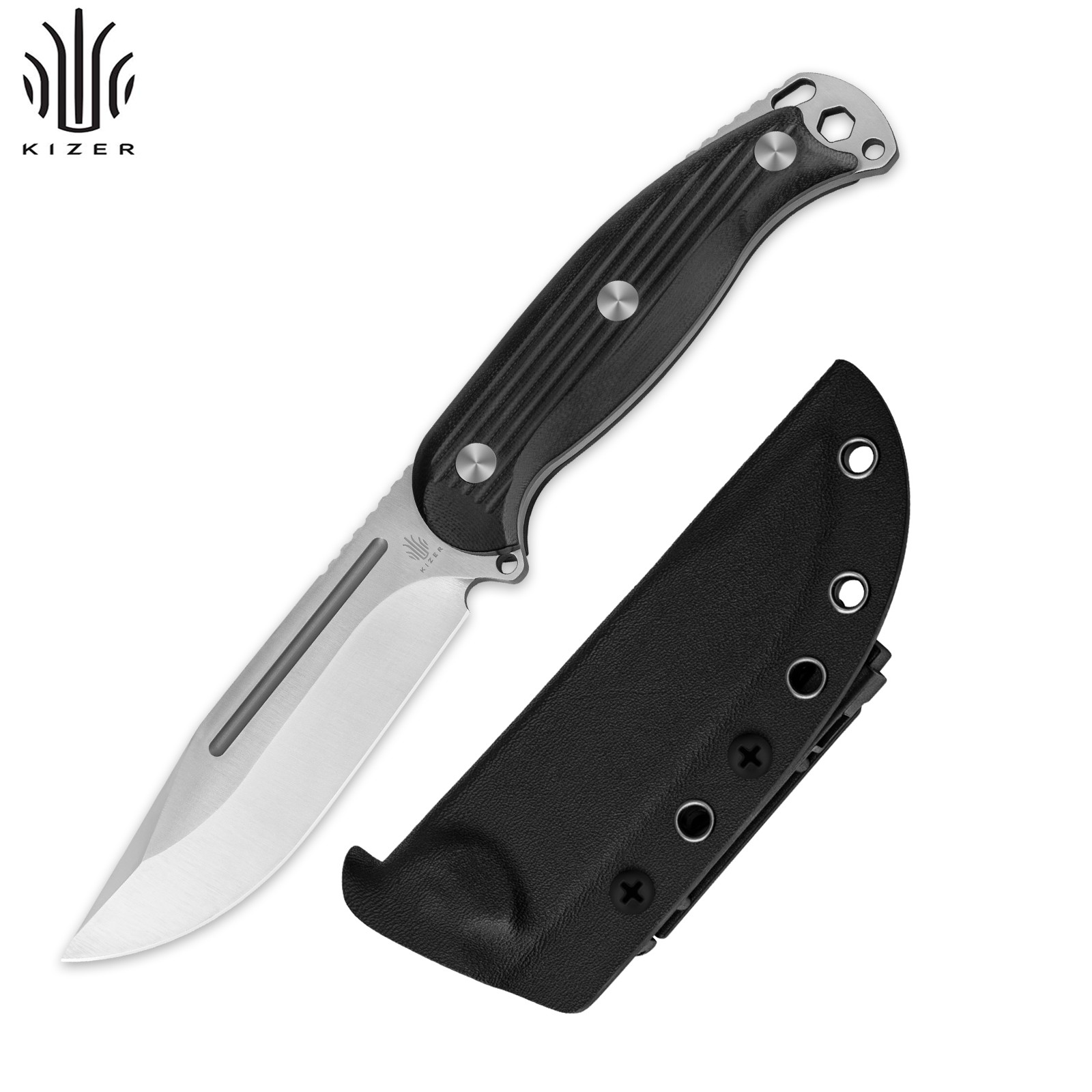 Kizer Ursa Major Clip Point Pocket Fixed Knife AEB-L Blade G10 Handle + Sheath