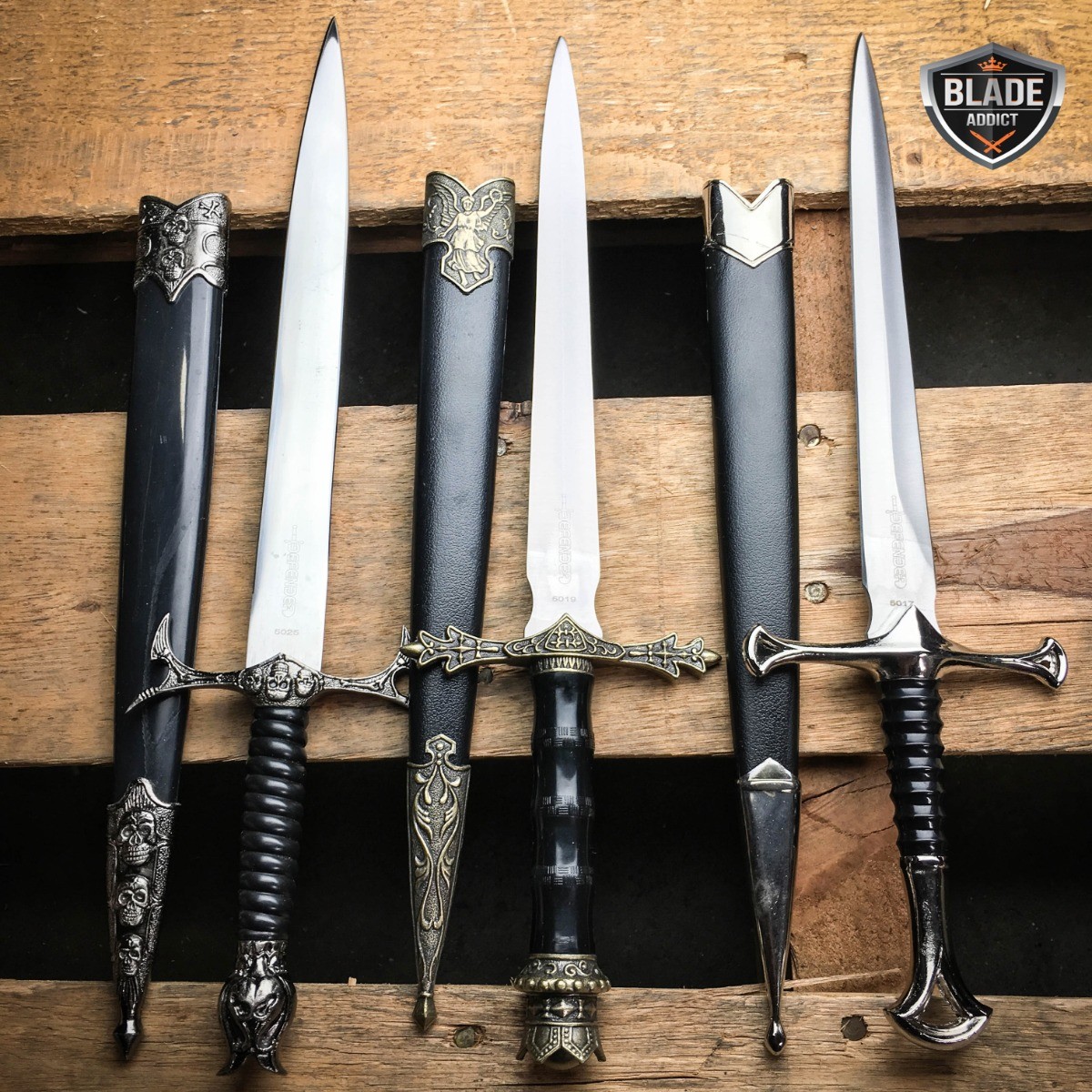 3 PC 13.5″ Renaissance Medieval Ornate Fantasy Dagger Short Sword w/ Sheath SET