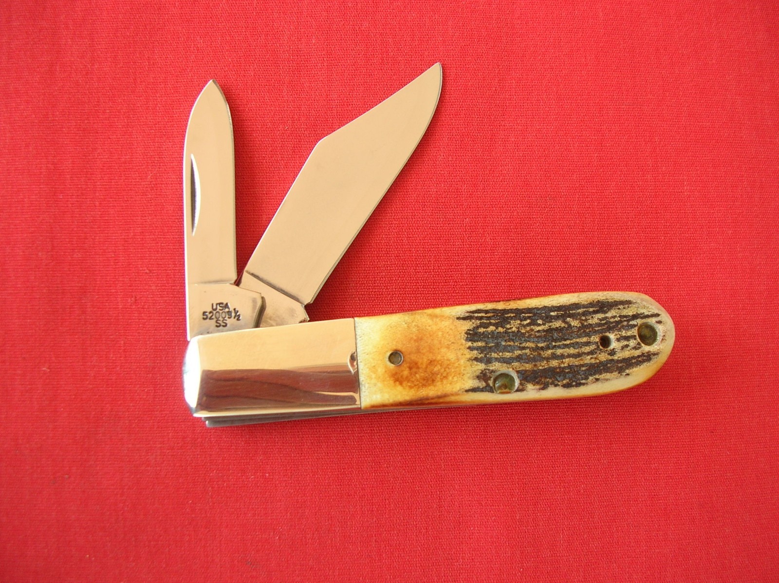 CASE XX 52009 1/2 2 BLADE BARLOW WITH SHIELD STAG HANDLES 2000 KNIFEJ