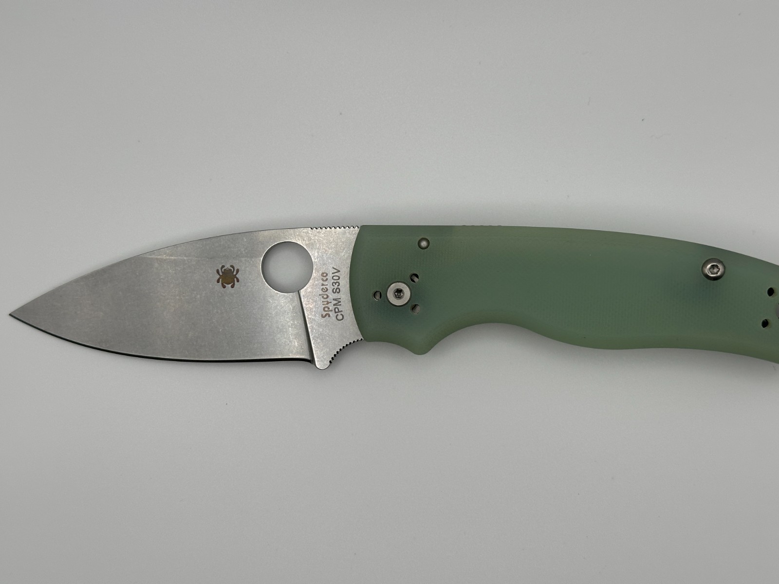 Spyderco Shaman M390 C229 Jade Green Folding Knives FACTORY SECOND NEW