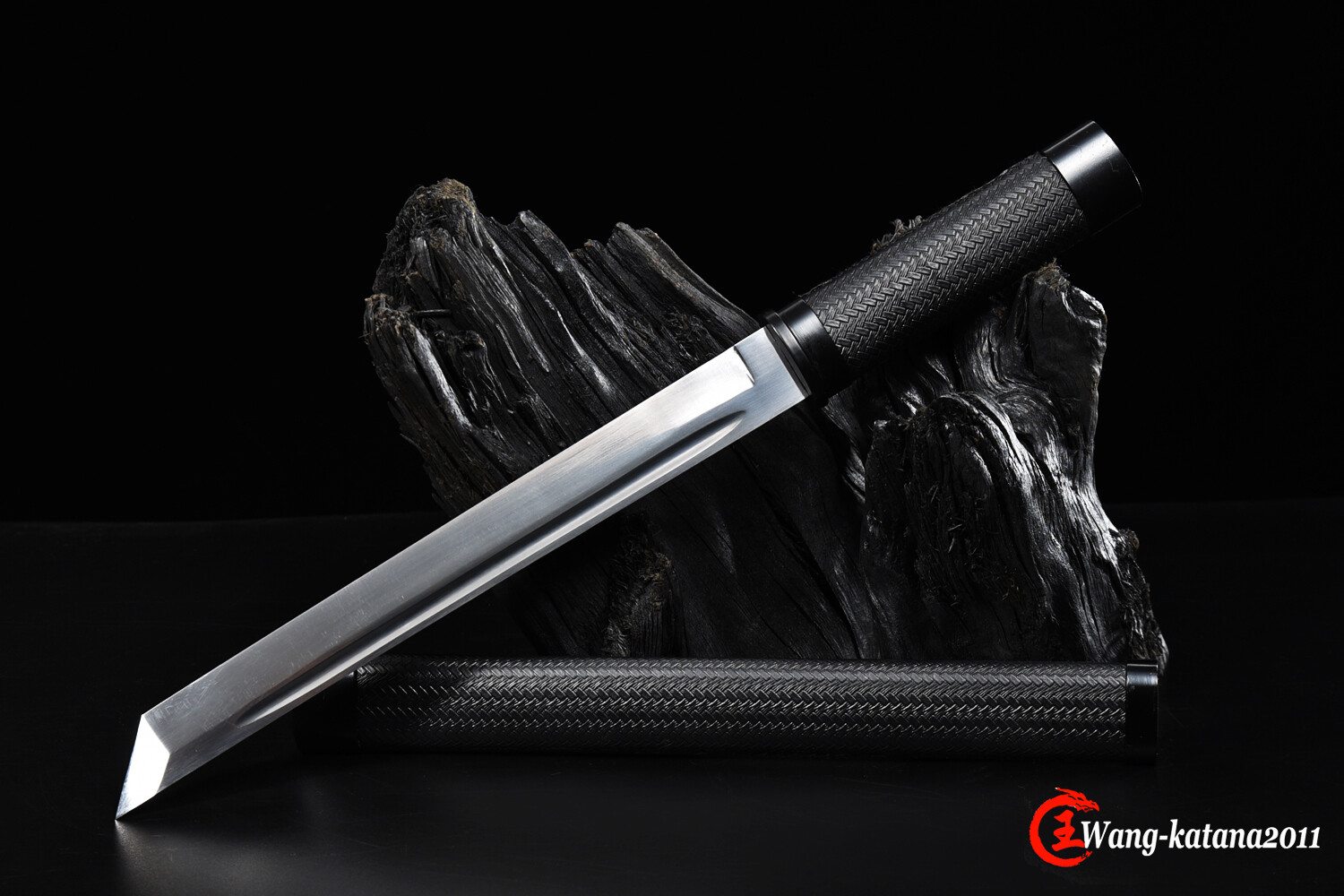 18»Tanto 9260 Steel Mini Katana Self-defence Japanese Samurai Black Short Sword