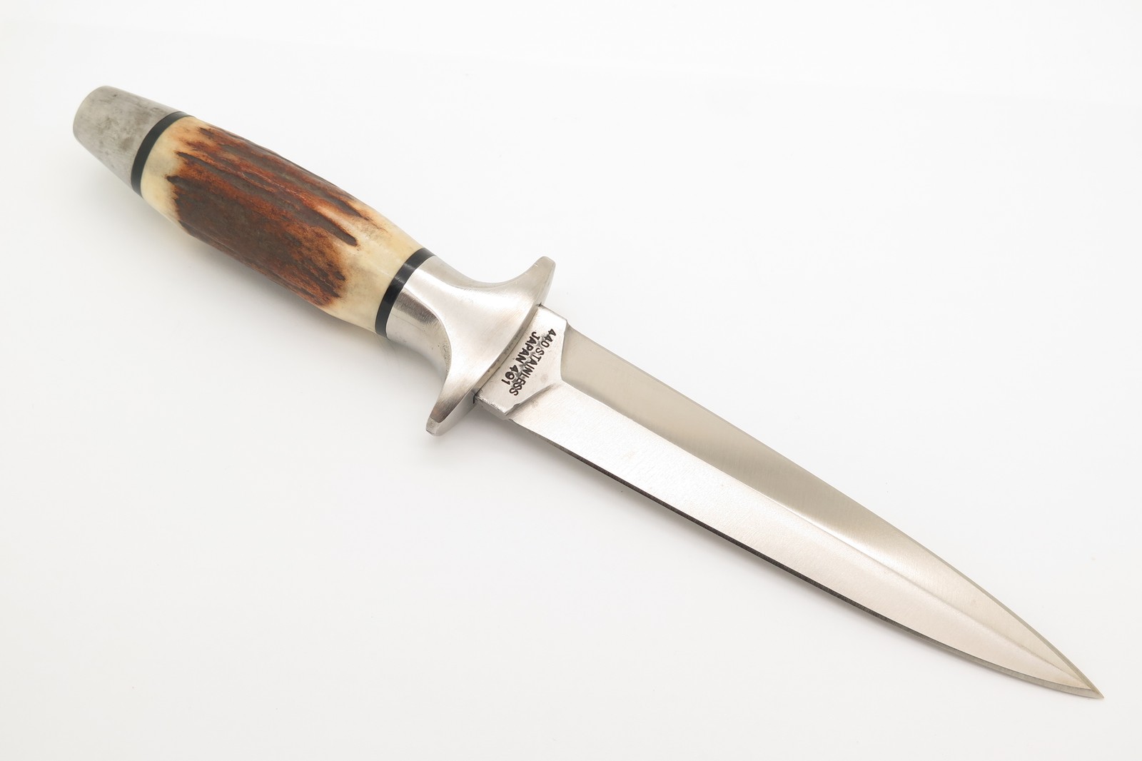 Vintage 1980s Valor Miami 491 Stag Seki Japan Short Commando Fixed Dagger Knife