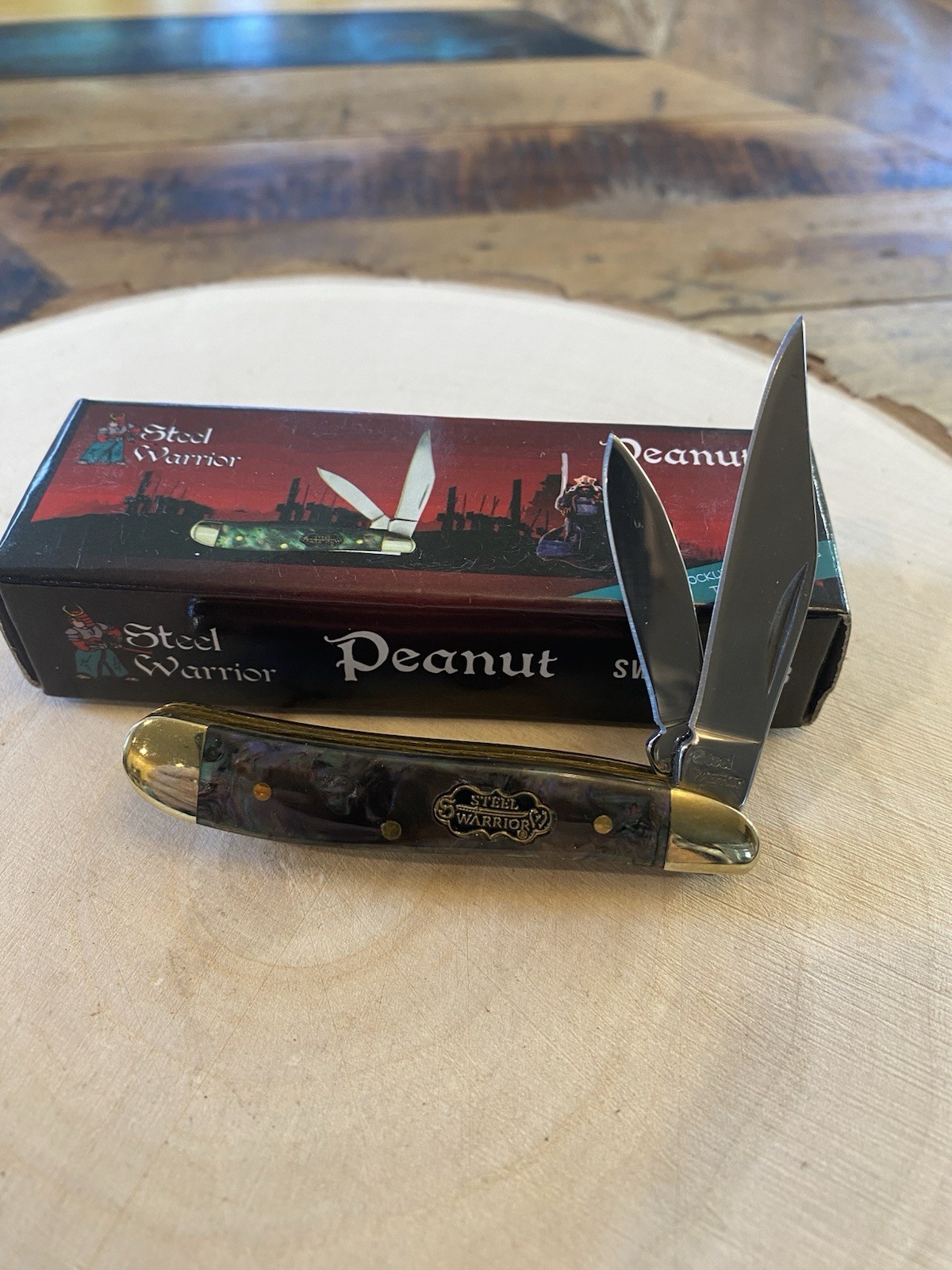 Steel Warrior Peanut Knife Synthetic Abalone SS Blades SW-107SYAB