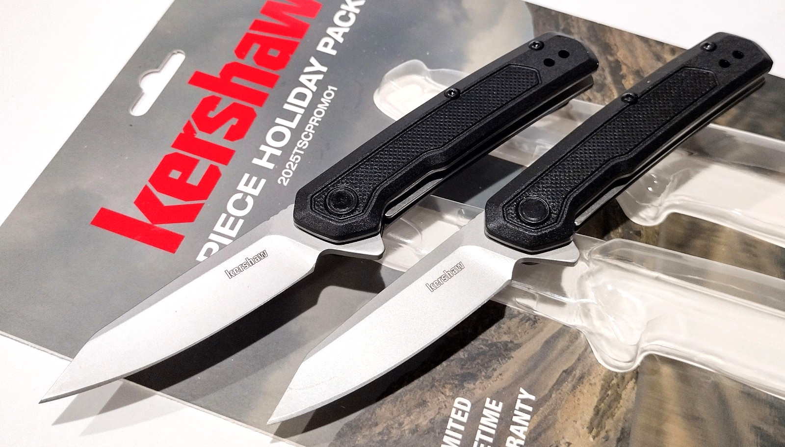 KERSHAW KS7017 2 PC BLACK Spring Open Assisted Tactical Folding Pocket Knife