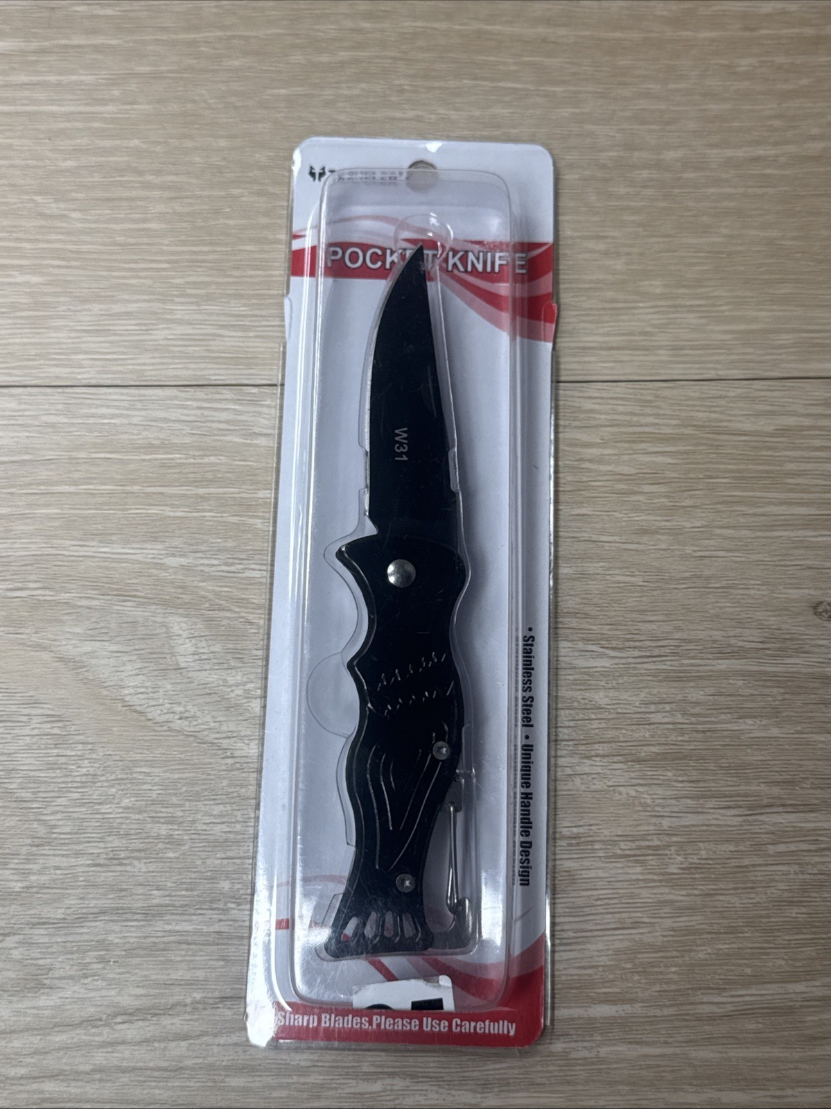 Pocket Knife w/ Belt Clip Tactical Folding Knife Black Stainless Steel NEW