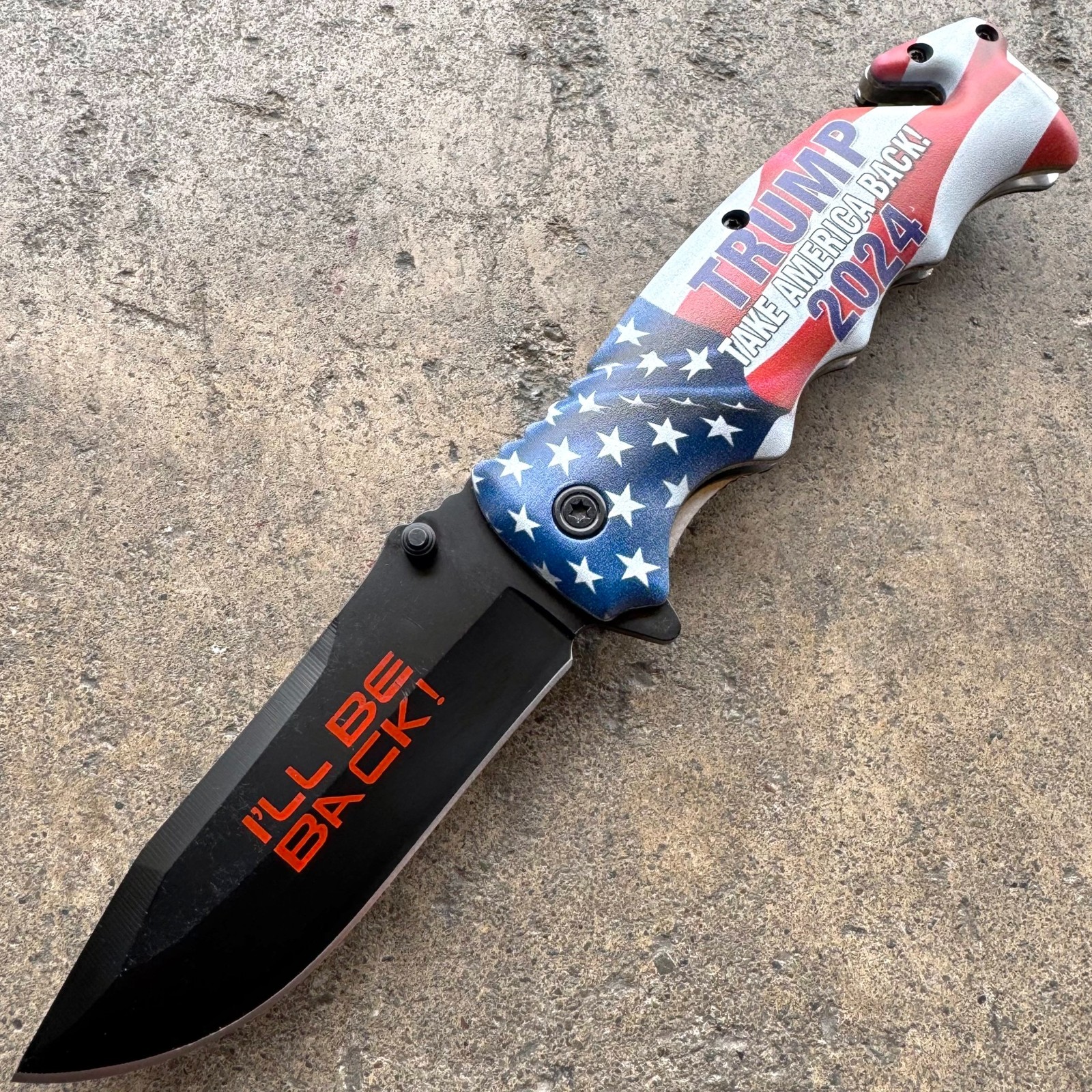 8.5″ Trump I’ll Be Back 2024 MAGA Spring Assisted Open Folding Pocket Knife NEW