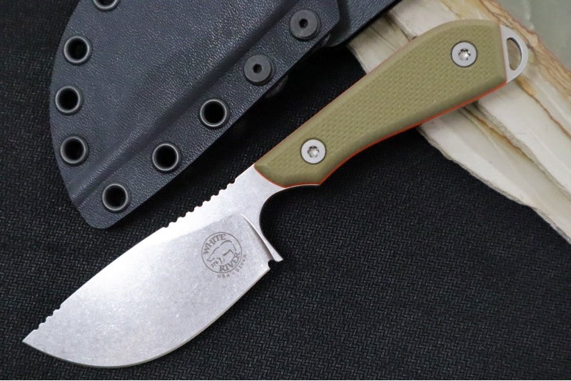 White River M1 Skinner – Textured Green & Orange G-10 Handle / CPM-S35VN Steel