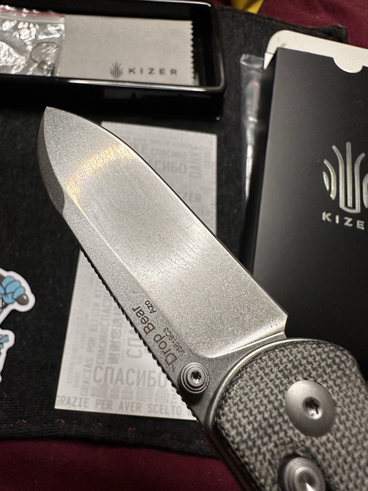 Kizer Drop Bear EDC Knife Black Micarta Handle 154CM Steel Pocket Knife V3619C3