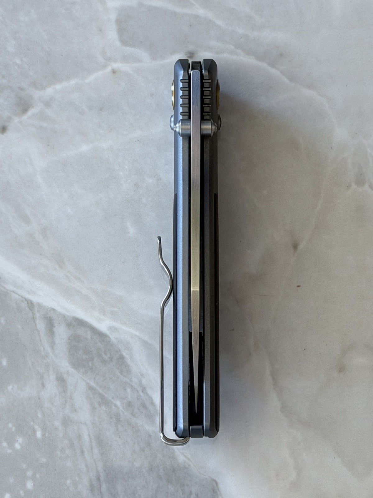 SRM 259L-AK Gray Aluminum Ebony Inlay 14C28N Stainless Blade Crossbar Lock.