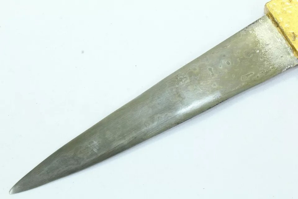 Dagger Knife Damascus Steel Blade Zircon Stone Natural Color Hand Painted G221