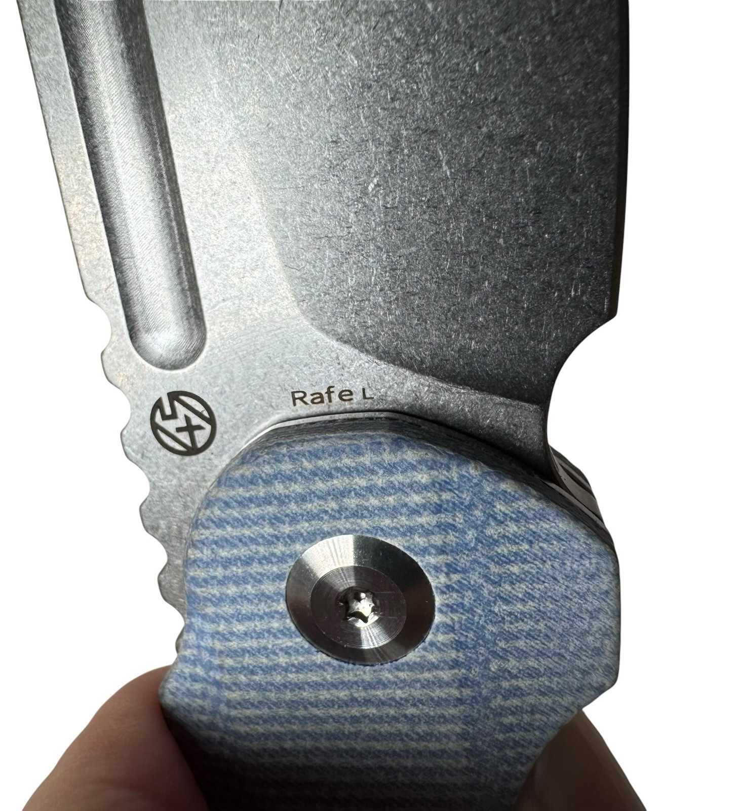 Tenable Rafe L Folding Knife Blue Micarta Handle Stonewashed SS Blade New