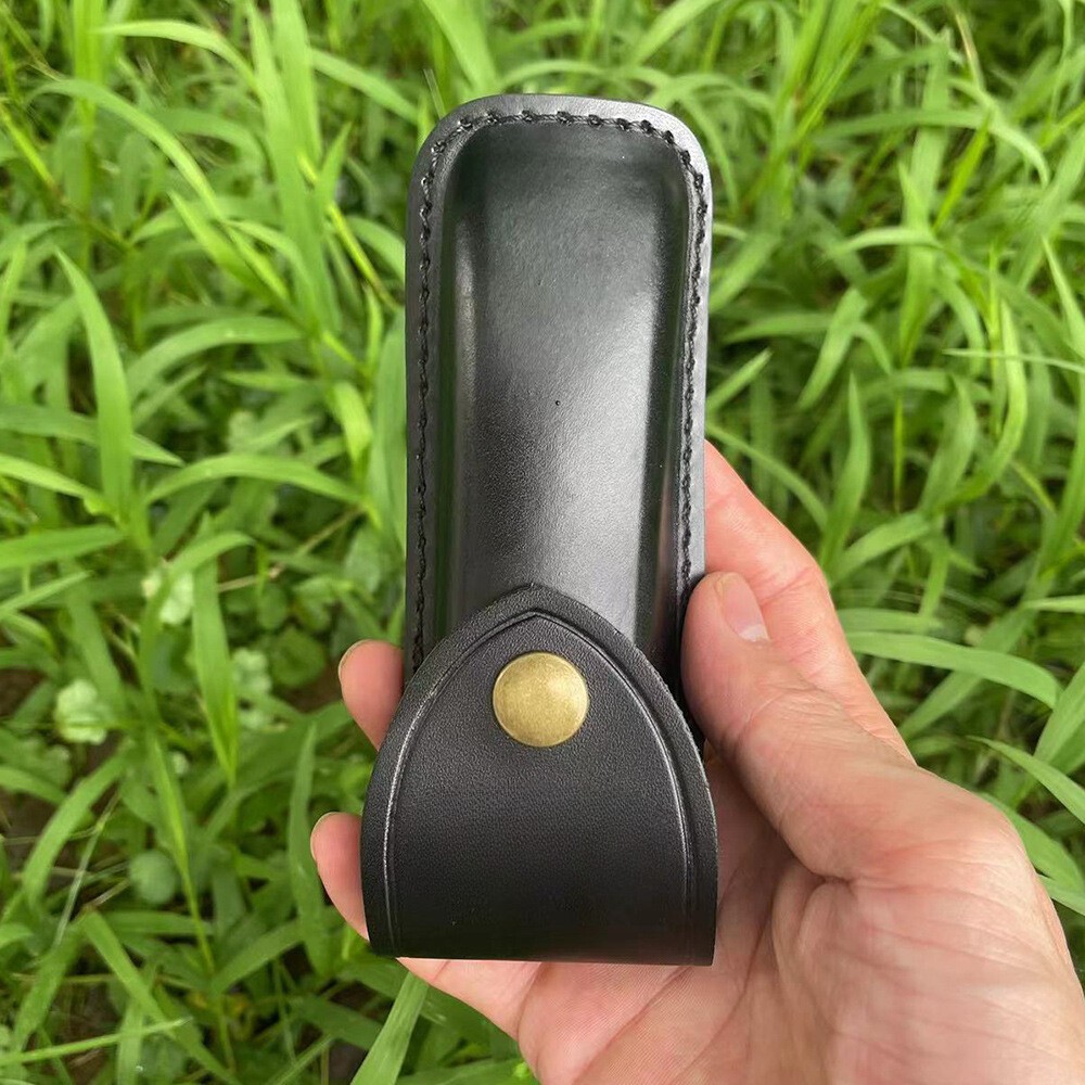 5″ Vintage Black Leather Sheath Pouch for 110 Pocket Folding Knife