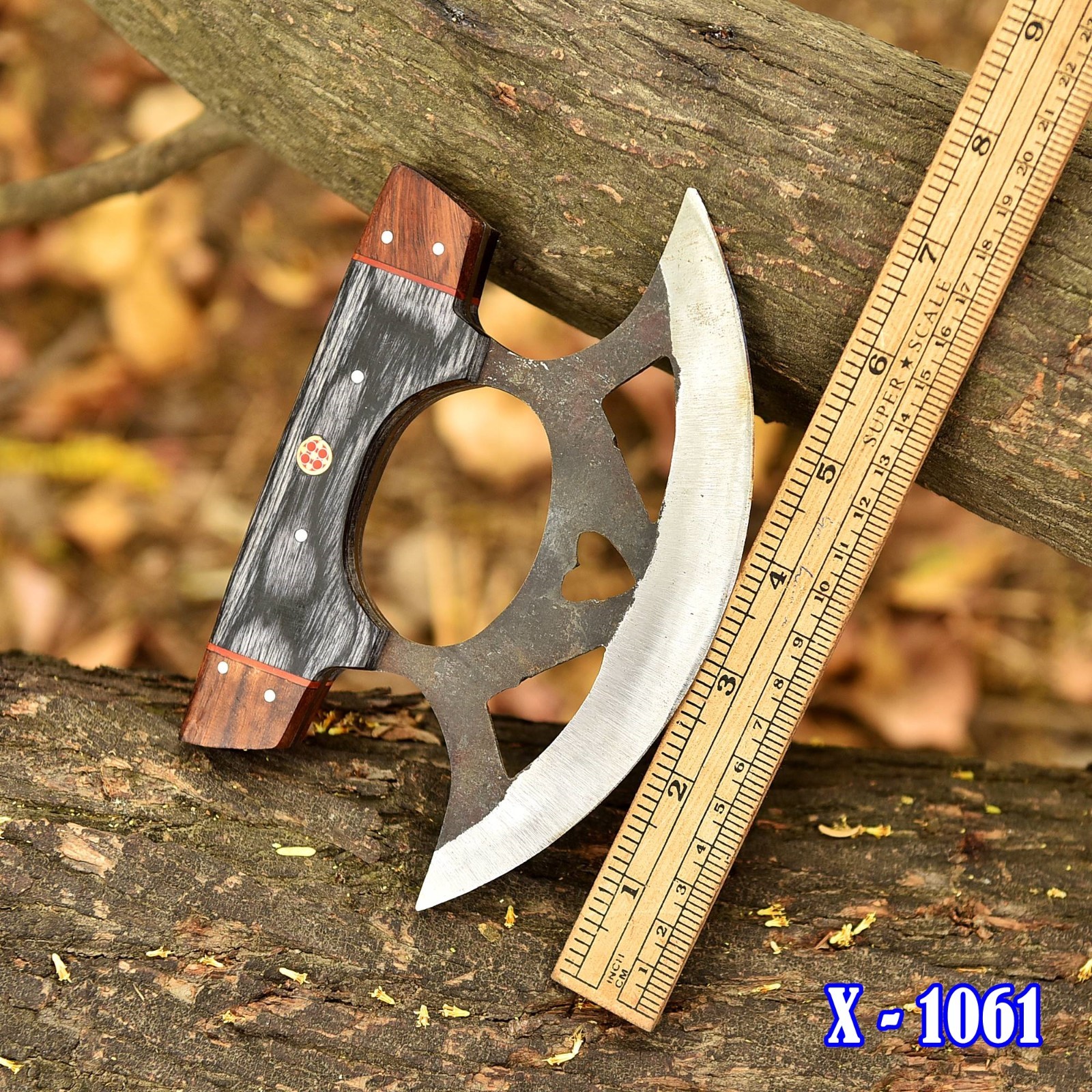 Carbon Steel Handmade Ulu Alaskan Fixed Blade Kitchen Outdoor Knife With Sheath