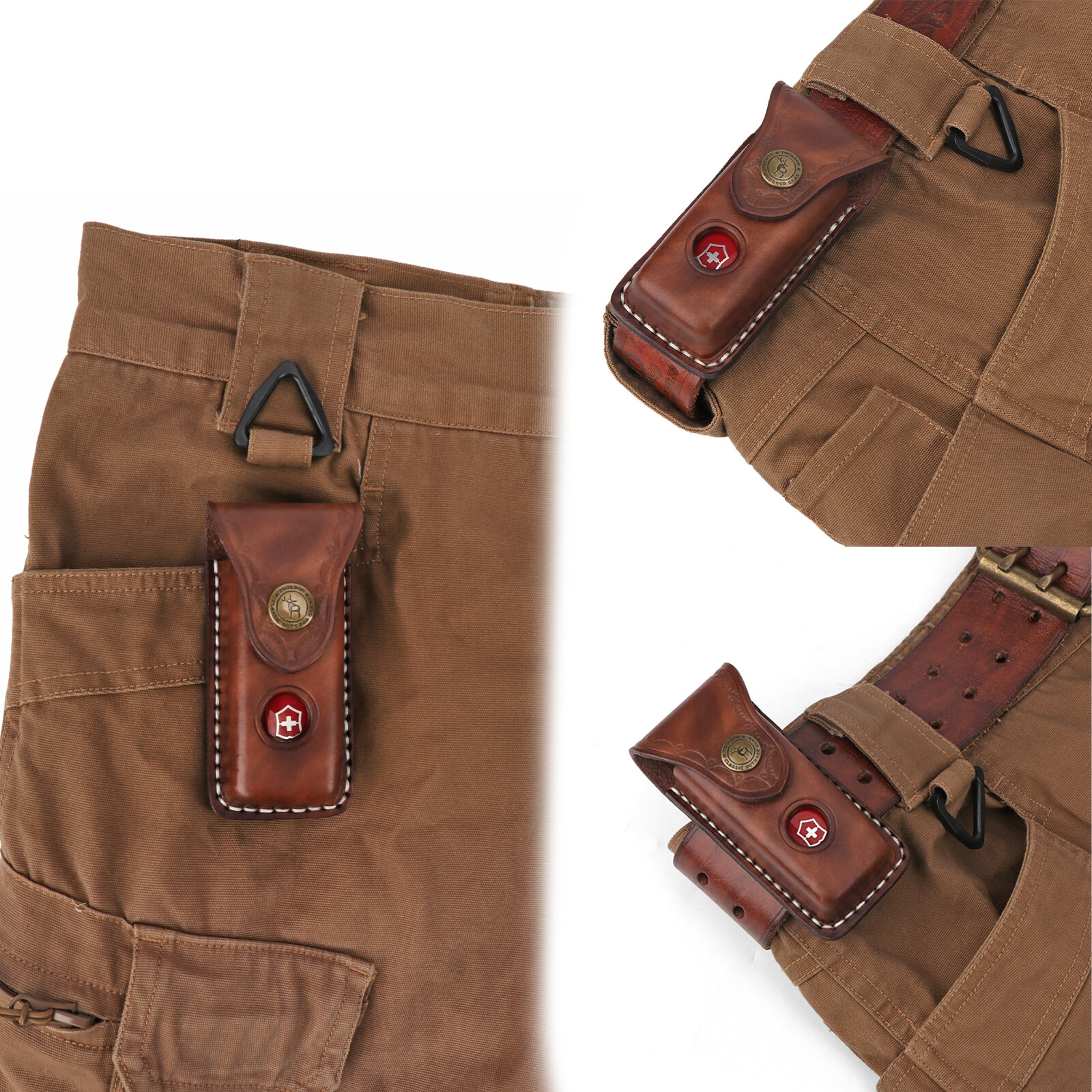 TOURBON Leather Folding Knife Sheath Pocket Knives Case Belt Clip on Pouch
