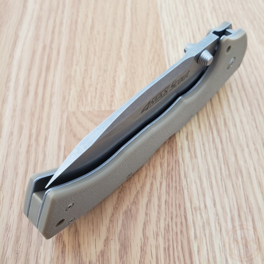 Cold Steel 4 Max Scout Folding Knife 4″ AUS-10A Steel Blade Tan Griv-Ex Handle