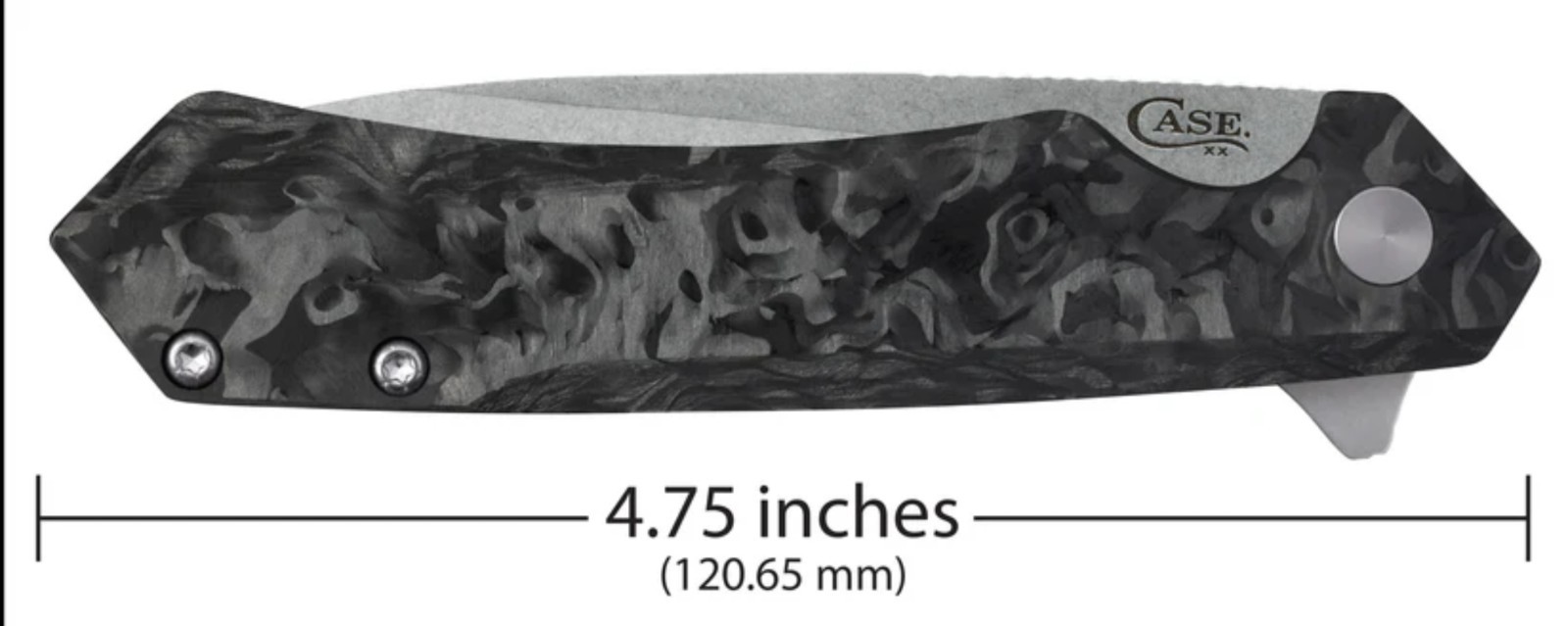 CASE XX 64801 KINZUA FLIPPER KNIFE CPM-S35VN SS BLACK MARBLED CARBON FIBER