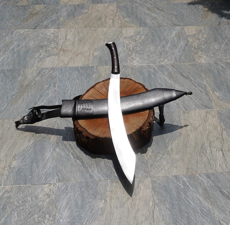 Custom Handmade Carbon Steel Blade Tactical Machete Sword| Hunting Sword Camping