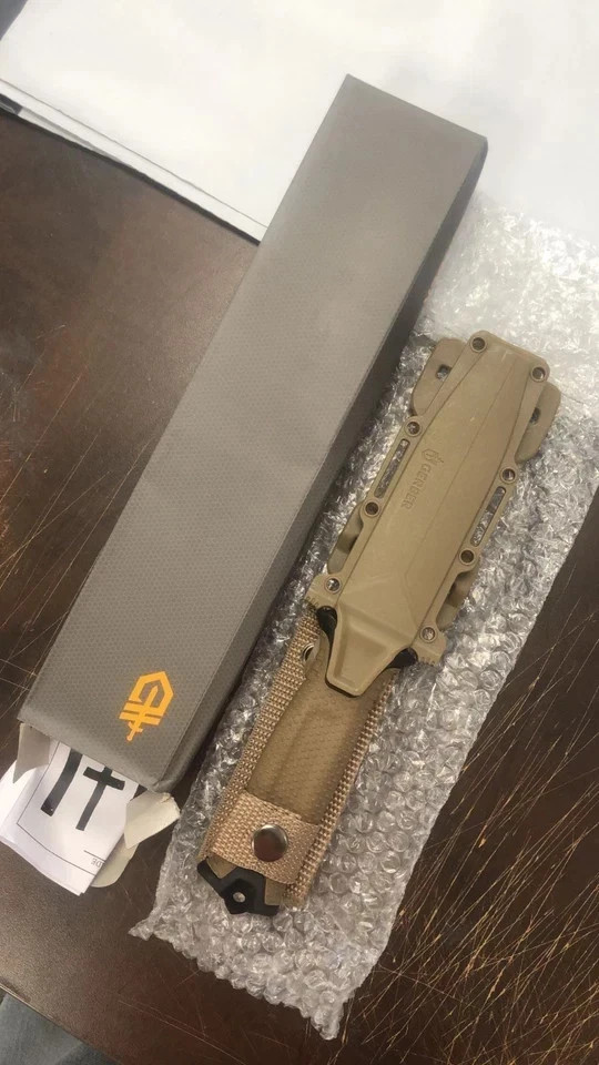 Gerber StrongArm – Fixed Blade, Full Tang Knife – Brown, Plain Edge