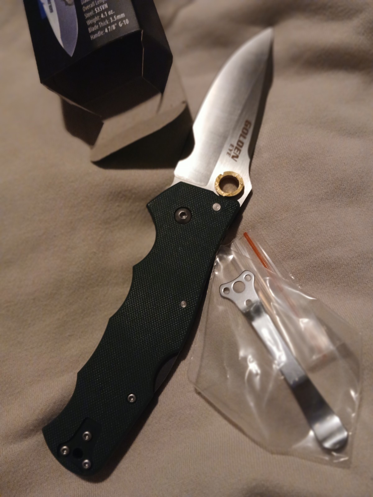 Cold Steel Golden Eye Clip Point S35vn G10 Green Handle Folding Knife