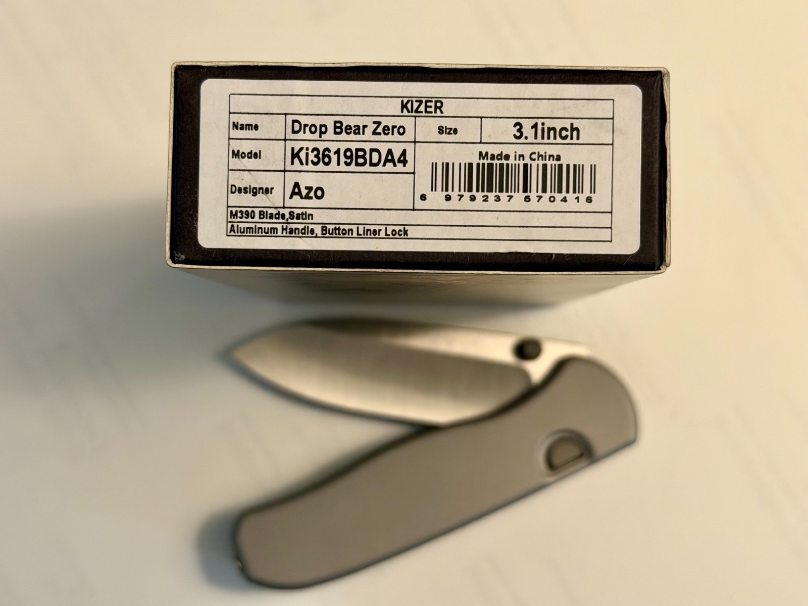 Kizer Drop Bear Zero Folding Pocket Knife M390 Blade Alumium Handle Ki3619BDA4