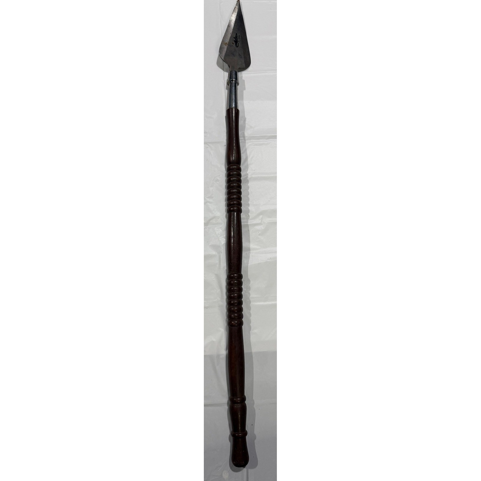 Vintage Pakistan Decorative Spear Wooden Shaft Crocodile Logo Stainless Blade