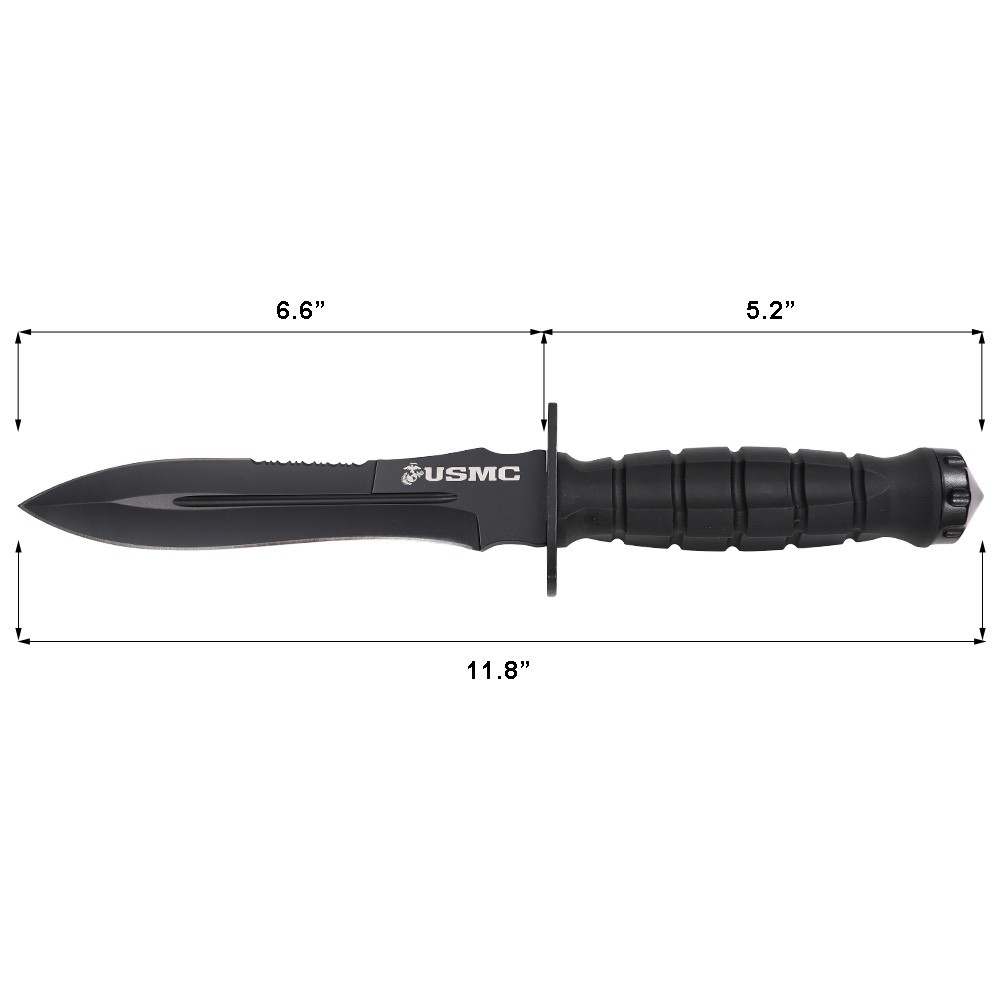 12″ Fixed Blade Knife Double Edge Spear Point Sharp USMC United States Marines