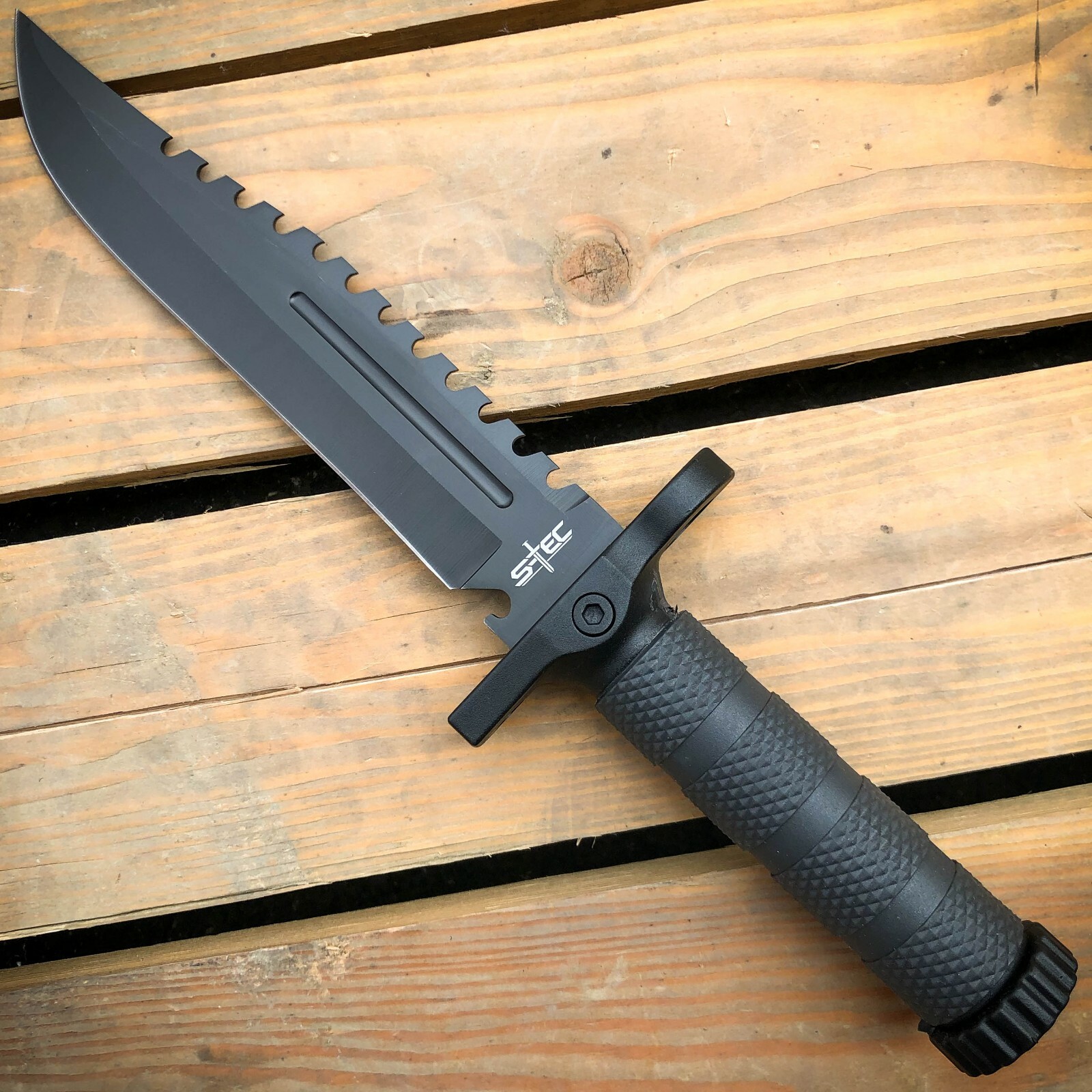 12.5″ MILITARY TACTICAL Hunting FIXED BLADE Army SURVIVAL Knife + Fire Starter