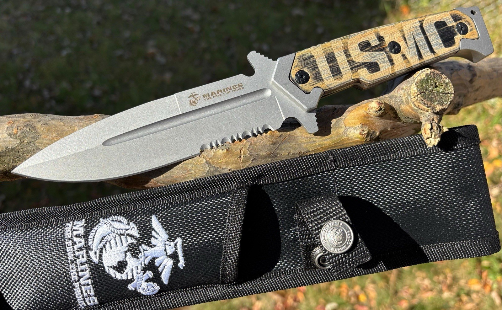 10” USMC Combat Knife Fixed Blade United States Marines Corps Licensed Full Tang